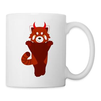 Red panda disguised as a devil for Halloween - Mug - white - Right