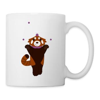 Red panda disguised as harlequin for Halloween - Mug - white - Right