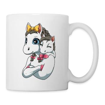 Liebevolles Einhorn mit Einhorn Kind für Einhorn - Tasse - Weiß - Rechts