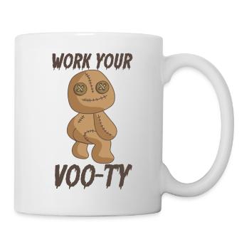 Funny Halloween Voodoo Doll Travaillez-vous voo-ty - Mug blanc - blanc - Droite
