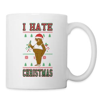 Je déteste Noël en disant drôle de paresseux laid - Mug blanc - blanc - Droite