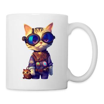 Aviator Katze - Tasse - Weiß - Rechts