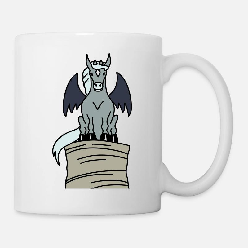 Hippogoyle - Gargouille comme un cheval sur une grosse boule de foin - Mug blanc - blanc