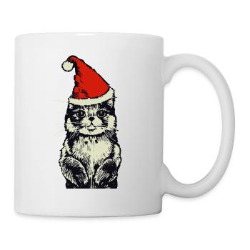 Chat avec chapeau de Noël - Mug blanc - blanc - Droite