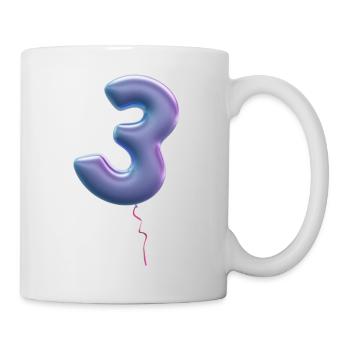 Zahl 3 als Ballon: Geburtstag, Jahrestag, Sieger - Tasse - Weiß - Rechts