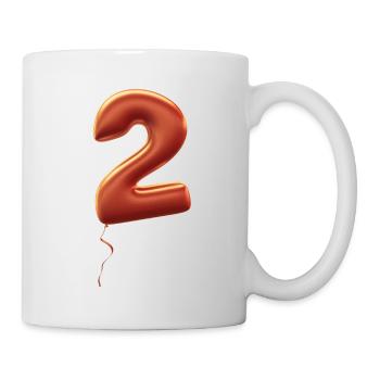 Zahl 2 als Ballon: Geburtstag, Jahrestag, Sieger - Tasse - Weiß - Rechts
