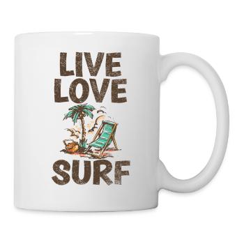 Leben Sie Liebe-surf-cooles Sprichwort Für - Tasse - Weiß - Rechts