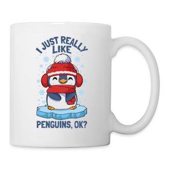J’aime vraiment les pingouins Mignon pingouin d’hiver - Mug blanc - blanc - Droite