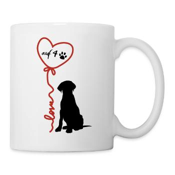 Herz auf 4 Pfoten - Hund und Luftballon - Tasse - Weiß - Rechts
