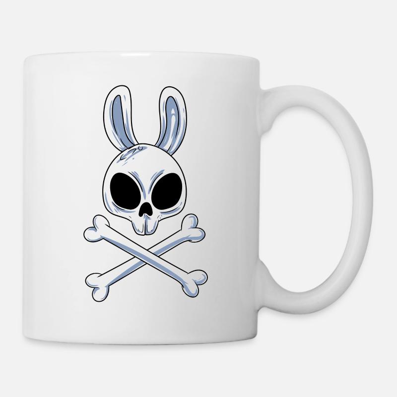 Totenkopf mit Big Ears Design - Tasse - Weiß