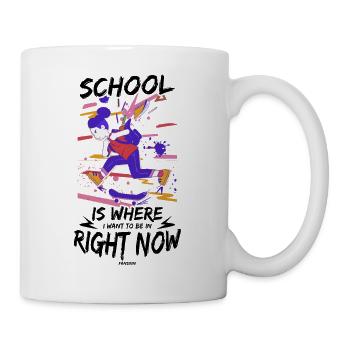 cooles Mädchen fährt mit dem Skateboard zur Schule - Tasse - Weiß - Rechts