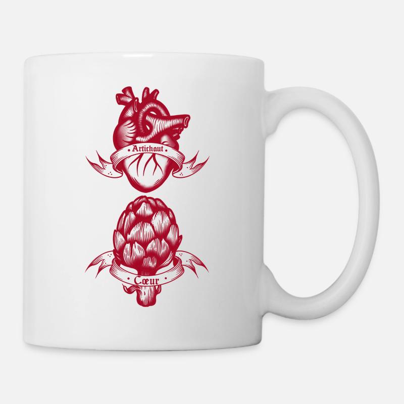 Cœur Artichaut rouge - Mug blanc - blanc