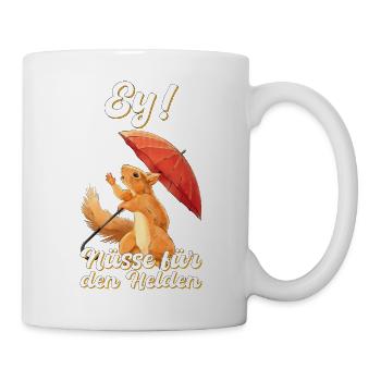 Eichhörnchen Nuss Nüsse Geschenk - Tasse - Weiß - Rechts