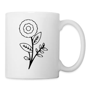 Blume Zeichnung Natur Skizze schwarz - Tasse - Weiß - Rechts