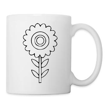 Blume Zeichnung Natur Skizze schwarz - Tasse - Weiß - Rechts