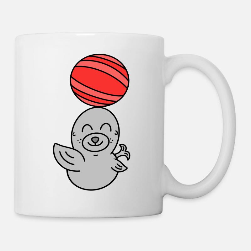 Mignon bébé lion de mer avec balle - Mug blanc - blanc