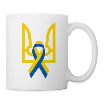 Armoiries de l’Ukraine avec ruban pour la paix - Mug blanc - blanc - Droite