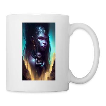 MOTHER SPACESHIP ABOVE FUTURISTIC CITY INHABITED - Mug blanc - blanc - Droite
