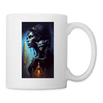MOTHER SPACESHIP ABOVE FUTURISTIC CITY INHABITED - Mug blanc - blanc - Droite
