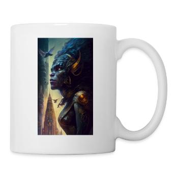 MOTHER SPACESHIP ABOVE FUTURISTIC CITY INHABITED - Mug blanc - blanc - Droite