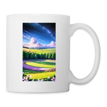 Landschaft mit 4 Bereichen, Generative KI - Tasse - Weiß - Rechts