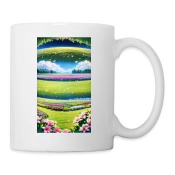 Landschaft mit 4 Bereichen, Generative KI - Tasse - Weiß - Rechts