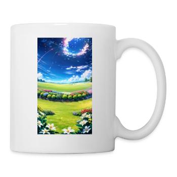 Landschaft mit 4 Bereichen, Generative KI - Tasse - Weiß - Rechts
