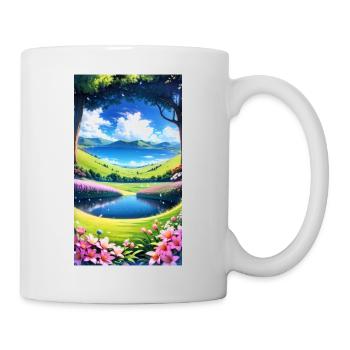 Landschaft mit 4 Bereichen, Generative KI - Tasse - Weiß - Rechts