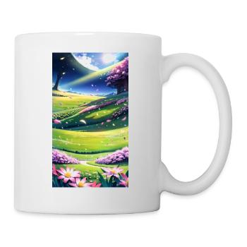 Landschaft mit 4 Bereichen, Generative KI - Tasse - Weiß - Rechts
