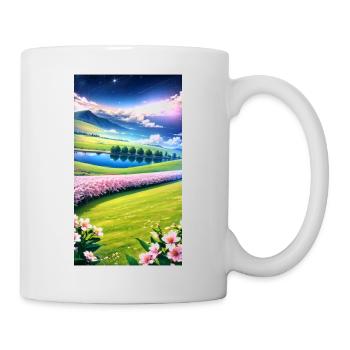 Landschaft mit 4 Bereichen, Generative KI - Tasse - Weiß - Rechts
