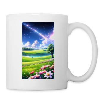 Landschaft mit 4 Bereichen, Generative KI - Tasse - Weiß - Rechts