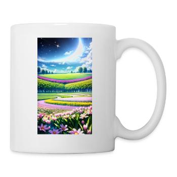 Landschaft mit 4 Bereichen, Generative KI - Tasse - Weiß - Rechts