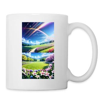 Landschaft mit 4 Bereichen, Generative KI - Tasse - Weiß - Rechts