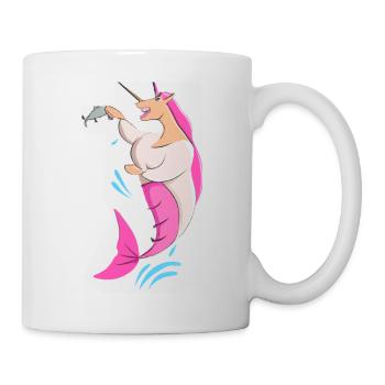 Einhorn Meerjungfrau Fisch Angeln - Tasse - Weiß - Rechts