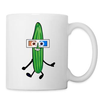 concombre heureux, concombre, 3 D, lunettes de soleil, joyeux, - Mug blanc - blanc - Droite