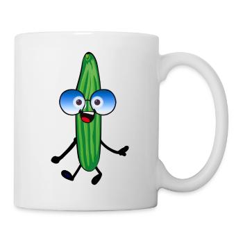 Concombre heureux,Concombre,Lunettes de soleil,Joyeux, - Mug blanc - blanc - Droite