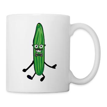 happy gurke,gurke, comic,fröhlich,nerd - Tasse - Weiß - Rechts