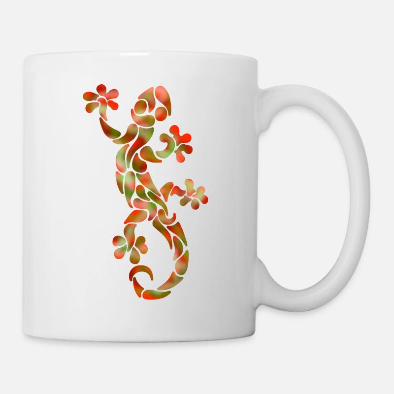 rot grüner Gecko als tribal Muster - Tasse - Weiß