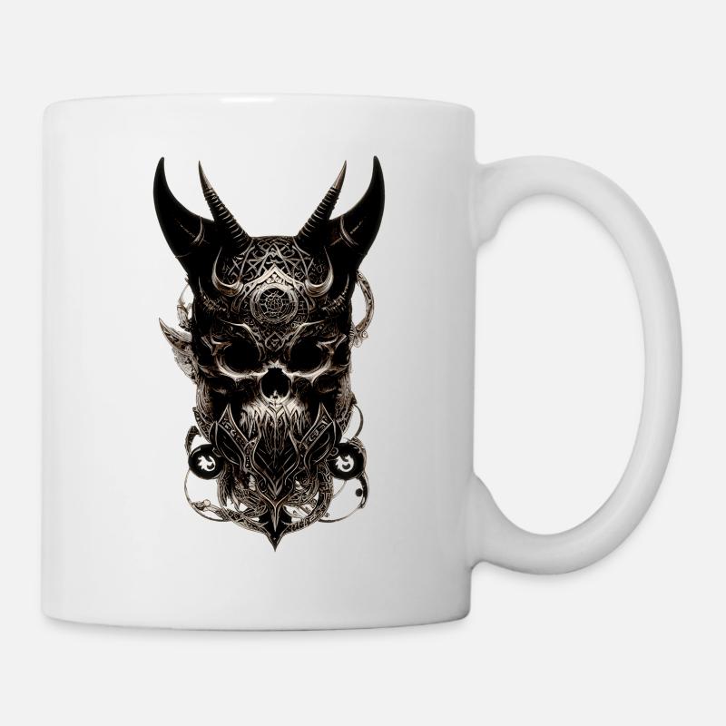 Skull mit Hörnern - Tasse - Weiß