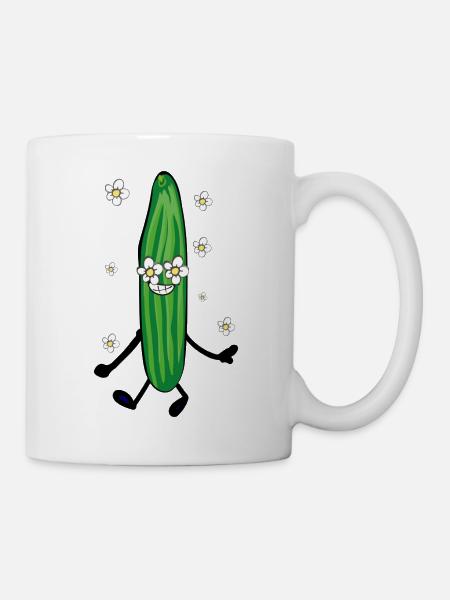 Gurke ,blumen,comic,flower power - Tasse - Weiß