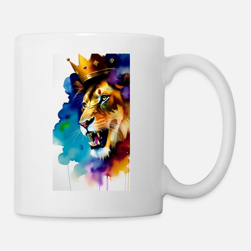 Crowned Lion Watercolour - Mug - white