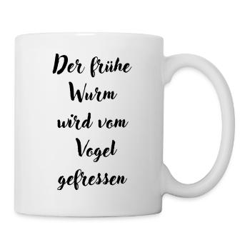 Der frühe Wurm wird vom Vogel gefressen - Tasse - Weiß - Rechts