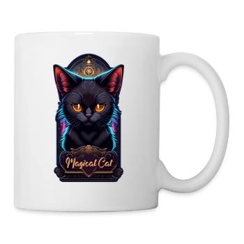Schwarze Katze und Magie - Tasse - Weiß - Rechts