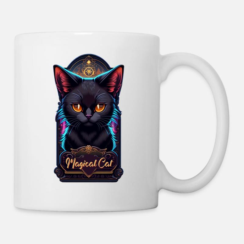 chat noir et magie - Mug blanc - blanc