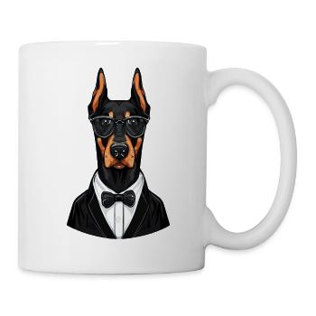 Dobermann im Smoking - Tasse - Weiß - Rechts