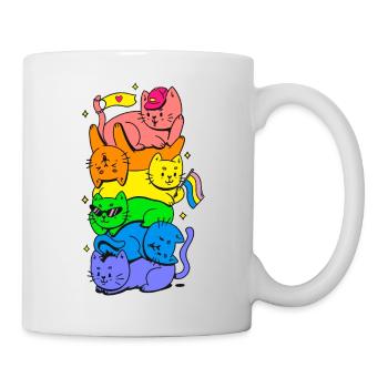 Cat Stack Regenbogen Gay Pride Niedliches LGBT-Tier Haustier - Tasse - Weiß - Rechts