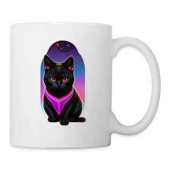 petit chat noir et espace - Mug blanc - blanc - Droite
