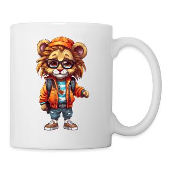 Cute Lion Cartoon - Tasse - Weiß - Rechts