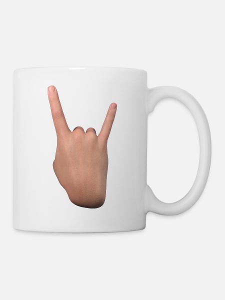 Signe des cornes (dos) - Mug blanc - blanc