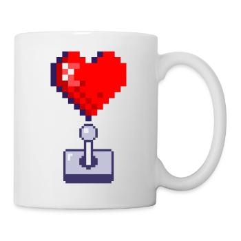 Joystick coeur rouge retro gaming - Mug blanc - blanc - Droite